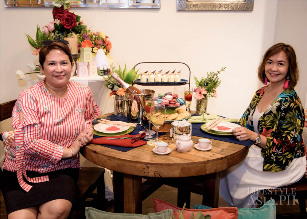Janice de Belen and Pinky Antonio for high tea table setting