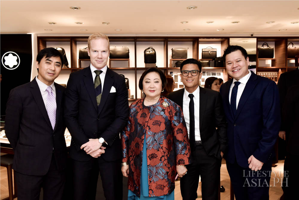 Montblanc Sales Director for SEA Kenneth Shek, Montblanc President for SEA Matthiew Dupont, Rustan’s CEO and Chairman Zenaida Tantoco, Rustan’s President Donnie Tantoco, and Montblanc Senior Sales Manager for SEA Nathanael Tan