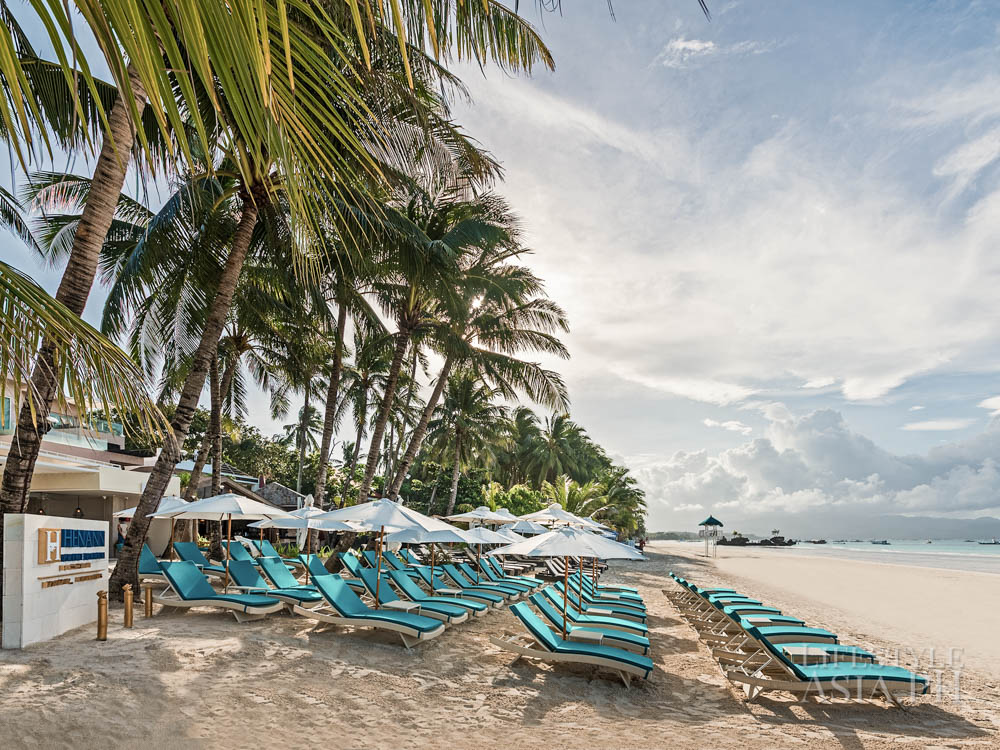 The resort sits on prime, white sand beaches at Boracay's Station 1