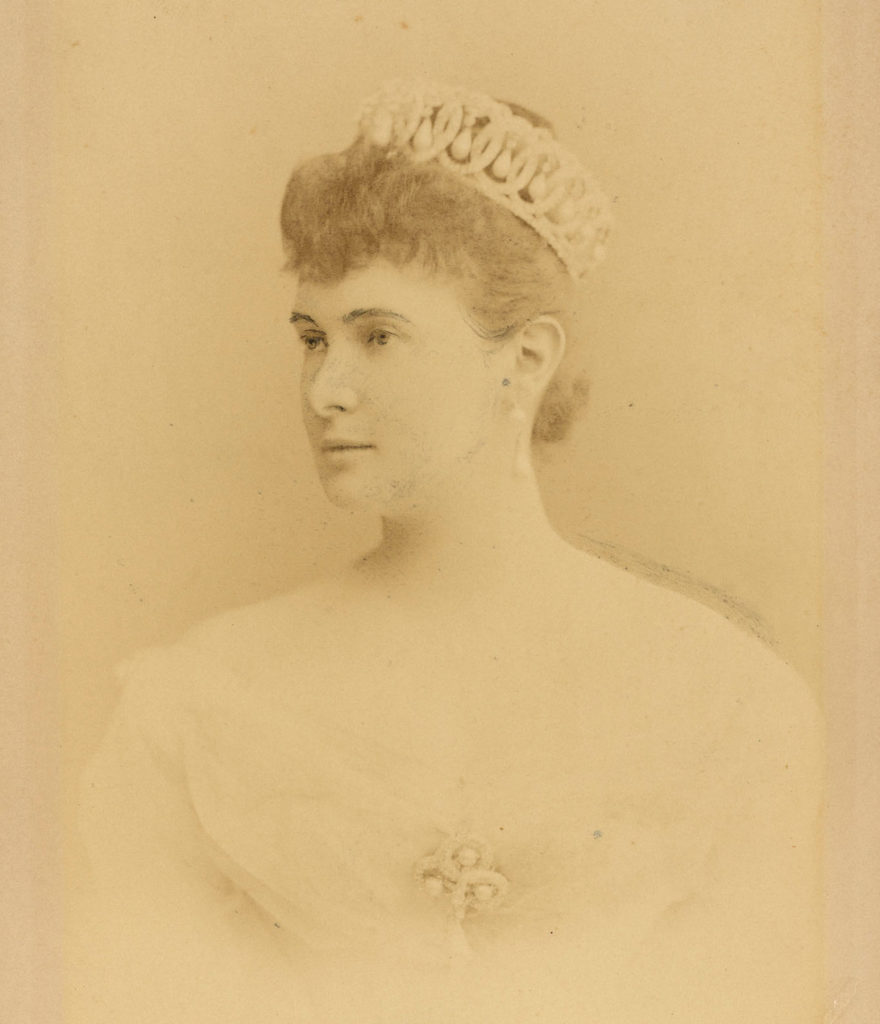 The Grand Duchess Vladimir wearing her tiara with the pearls setting