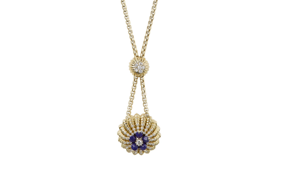 Cactus de Cartier necklace, 18-carat yellow gold, lapis lazuli, set with 61 brilliant-cut diamonds