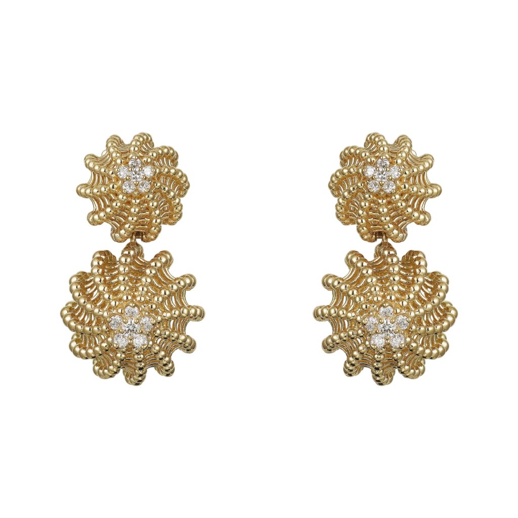 Cactus de Cartier earrings, 18-carat yellow gold, each set with 12 brilliantcut diamonds