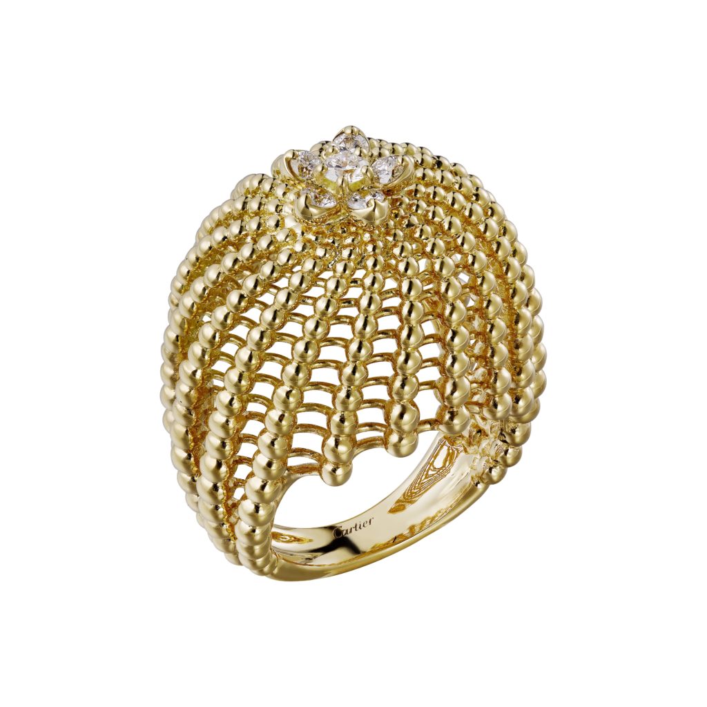 Cactus de Cartier ring, 18-carat yellow gold, set with 6 brilliant-cut diamonds