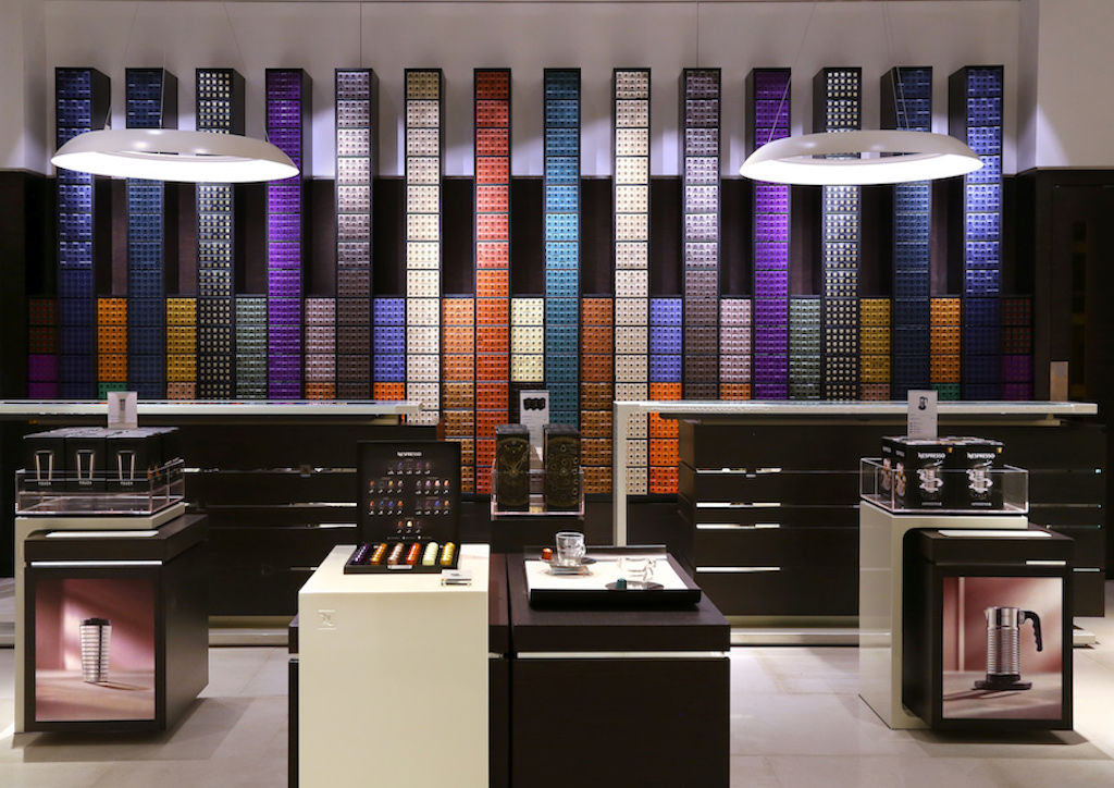 The Nespresso Boutique Coffee Wall is a key visual point in every Nespresso Boutique