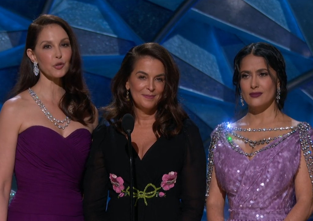 Ashley Judd, Annabelle Sciorra and Salma Hayek Pinault give a speach about inclusion in Hollywood
