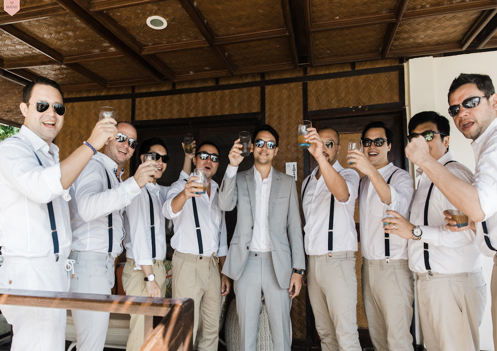 The groom and his best men and groomsmen