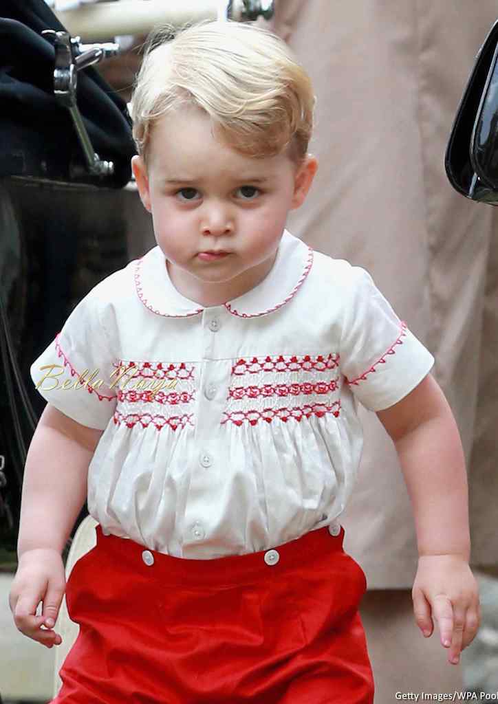 During Princess Charlotte's christening, George looked nothing but royal (Photograph courtesy of Balla Naija of Getty Images)