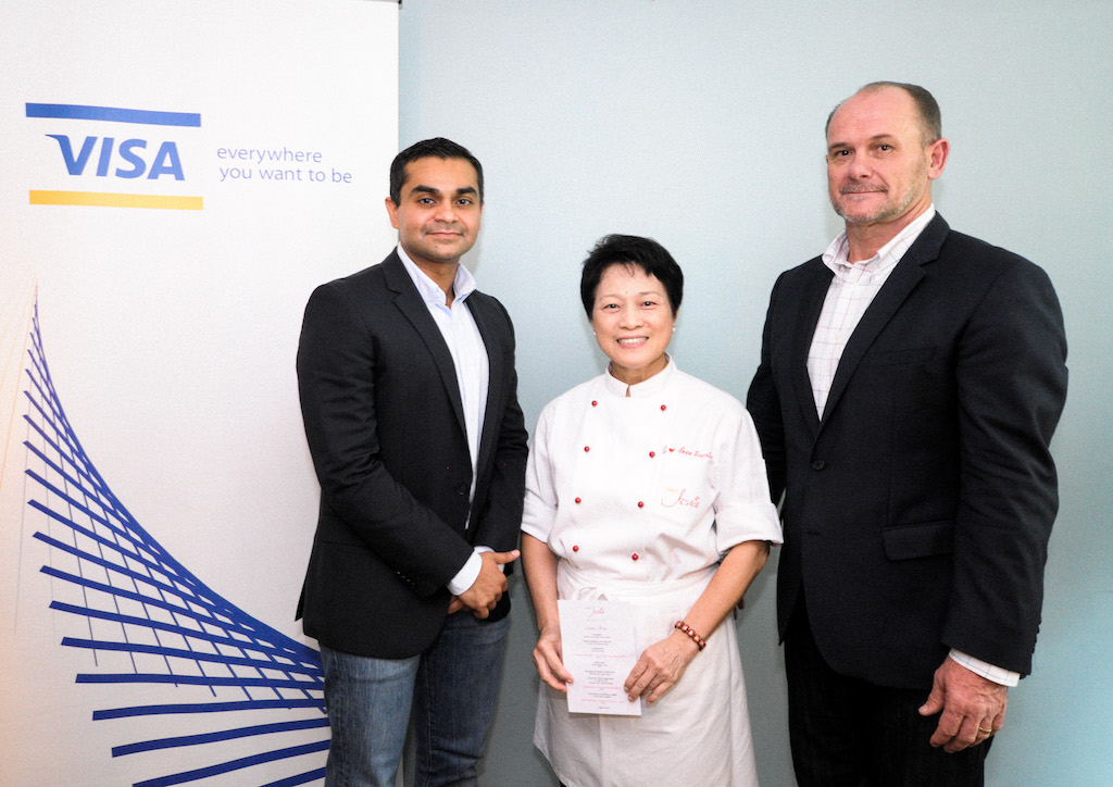 Visa Head of Products for Indonesia and the Philippines Shabab Muhaddes, Chef Jessie Sincioco, and Visa Country Manager for the Philippines and Guam Stuart Tomlinson