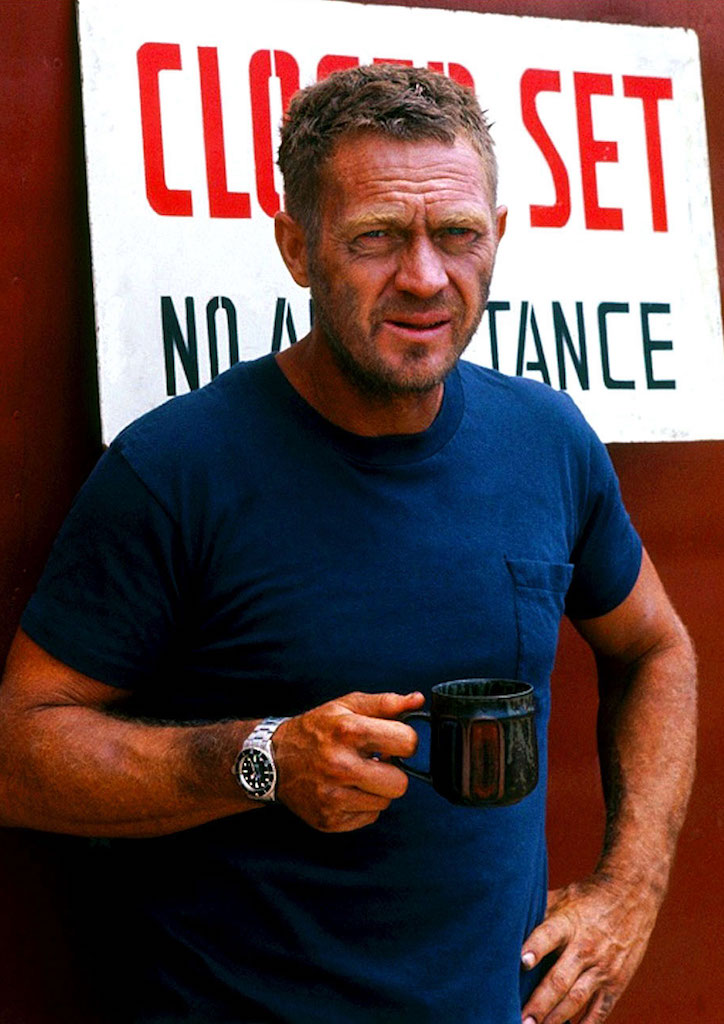 Steve McQueen wearing the watch before gifting it to his favorite stuntman, Loren Janes 