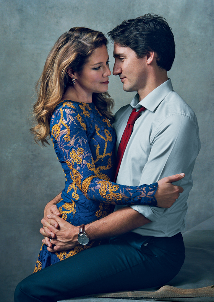 First Lady Sophie Trudeau with husband, Canadian Prime Minster Justin Trudeau (Photograph courtesy of Vogue.com)