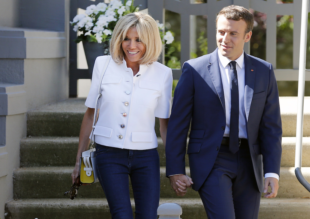 French First Lady Brigitte Macron with her husband, President Emmanuel Macron (Photograph courtesy of Chesnot/Getty Images)