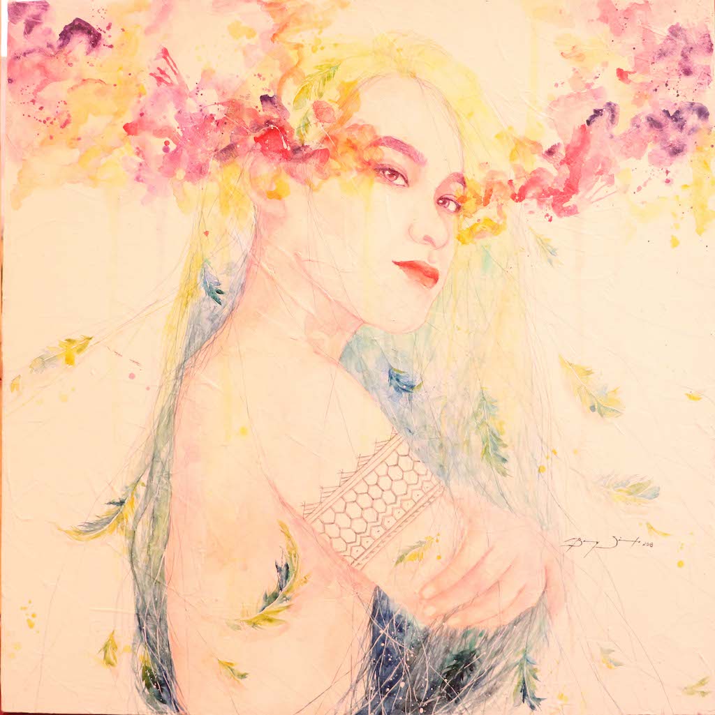 Jo-anne Bray E. Siadto, Marikit Jen Bi-i, 2018, mixed watercolor and acrylic on canvas