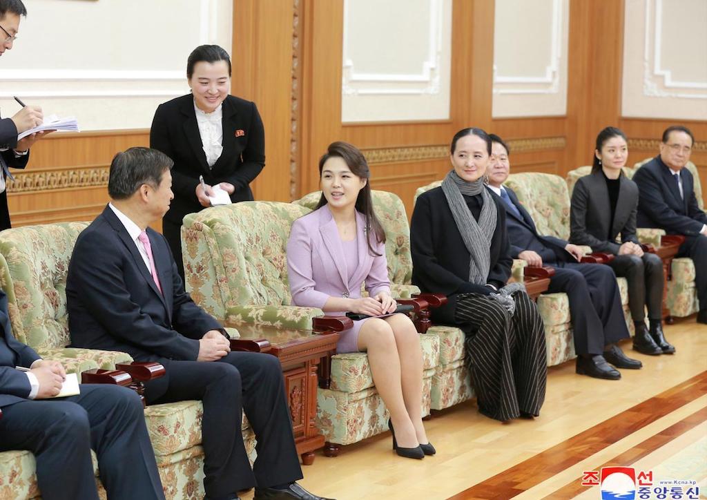 North Korea Respected First Lady Ri Sol-ju, center in pink (Photograph courtesy of Newsweek.com)