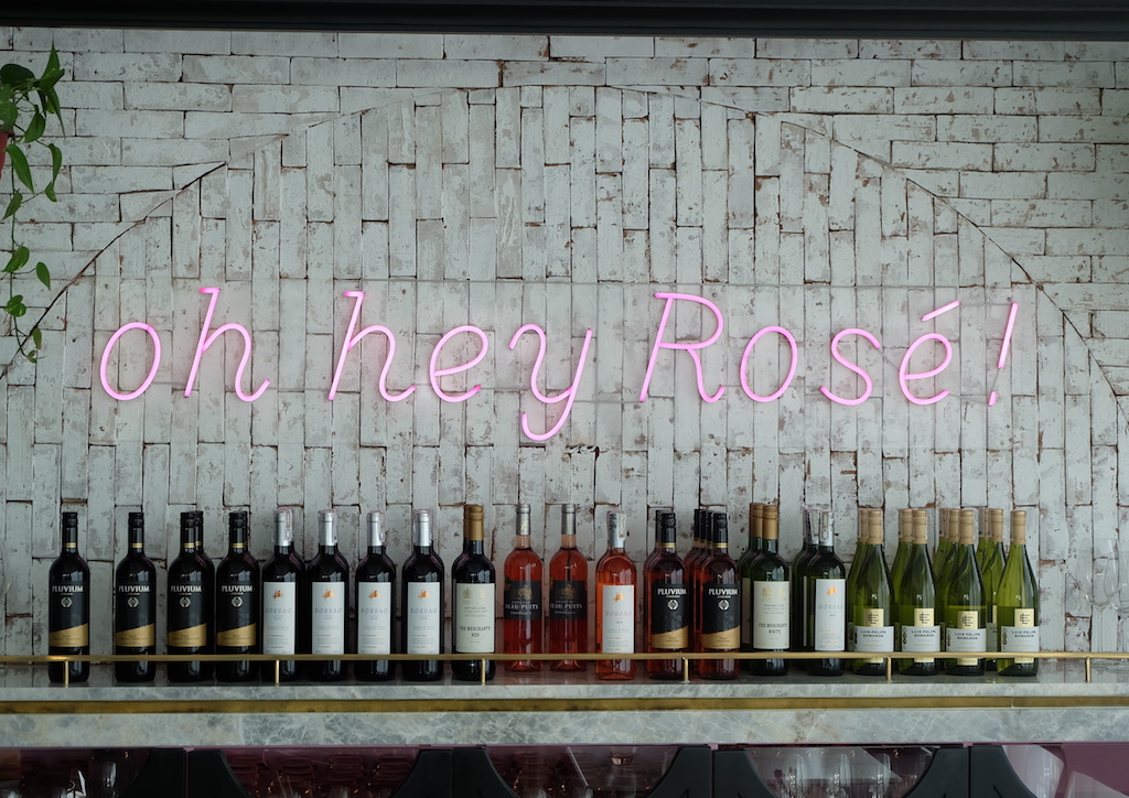 The restaurant has a fine selection of rose wines
