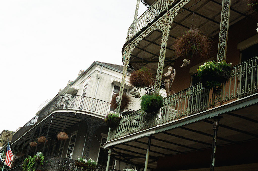Iron balconies are a staple in French Quarter architecture