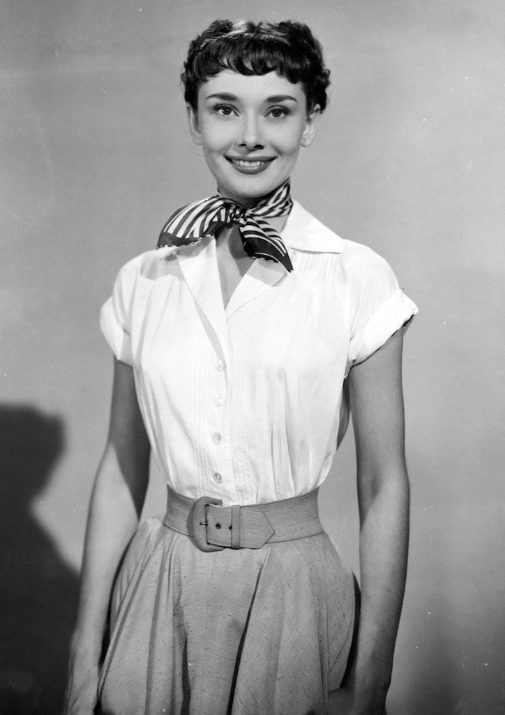 Audrey Hepburn in a screen test for Roman Holiday (1953), wearing an outfit by Edith Head