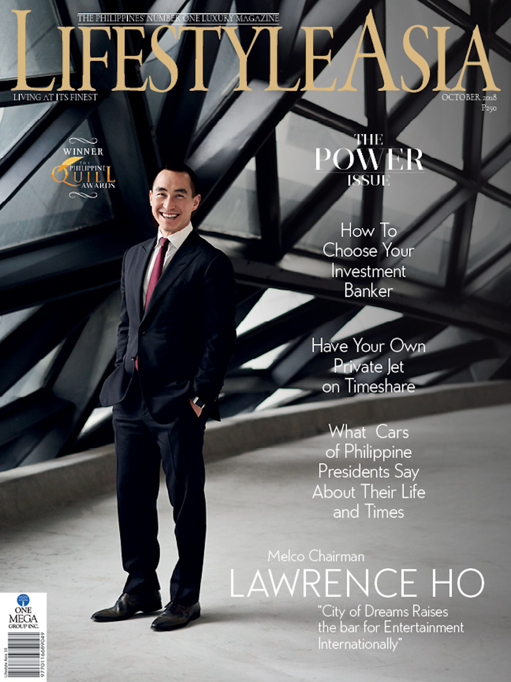 Lawrence Ho on the cover of Lifestyle Asia, October 2018 