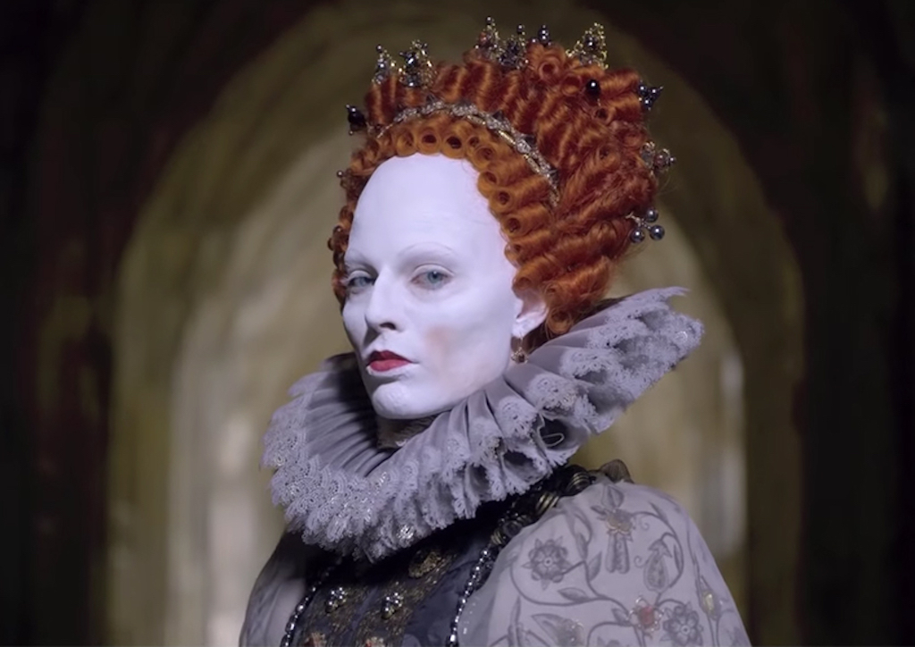 Margot Robbie as Queen Elizabeth I in Mary, Queen of Scots (2018)
