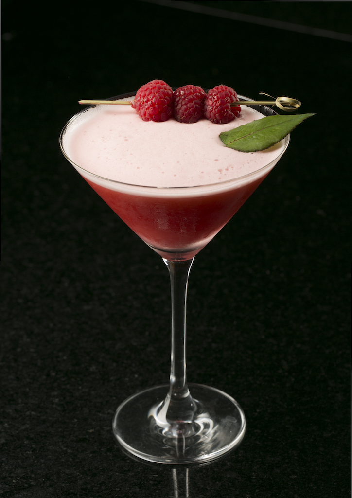 Rosas is a cocktail infusion of Hendrick’s gin, rose water, fresh lemon juice and raspberry puree 