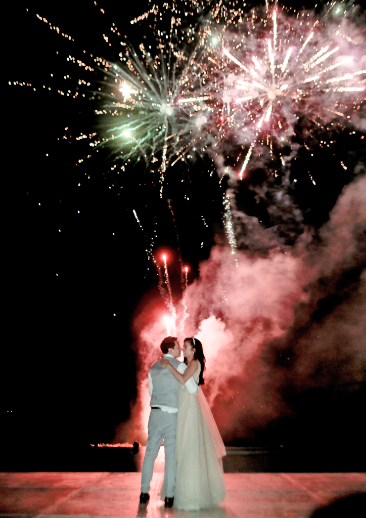 Fireworks lit up the night sky the day Martine Cajucom became Mrs. Cliff Ho (Photograph by Mango Red)