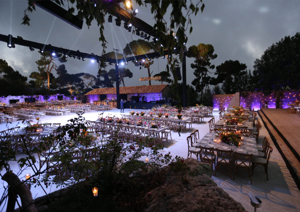 An entire reception and stage were constructed for the wedding (Photograph by Bright Light)