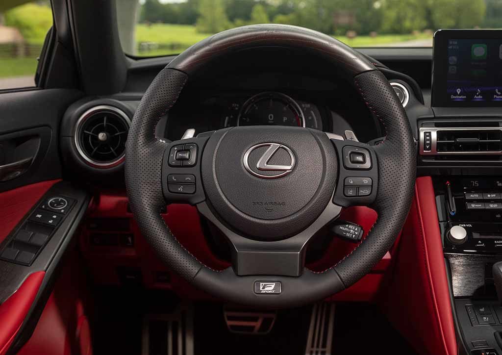 Precise adjustments on suspension springs, shock absorbers, and electric power steering on the 2021 Lexus IS were made to elevate comfort and stability.