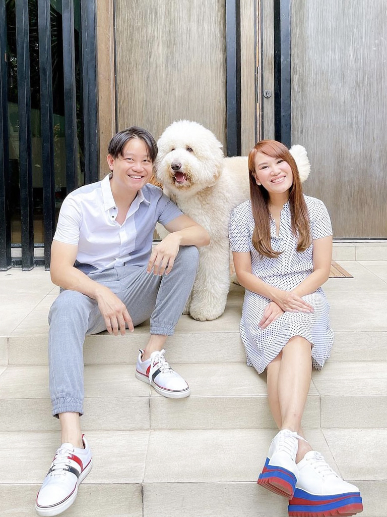 Dr Z and Dr Aivee Teo with their Z Giant Poodle Berlin