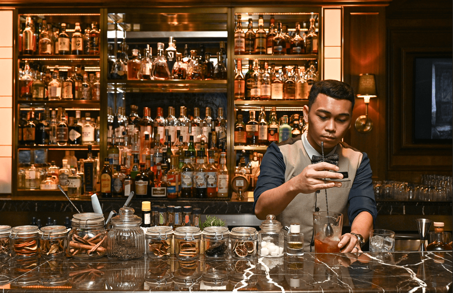 Klarenz Tagbago, the bar's other main mixologist of Solaire Baccarat Room and Bar