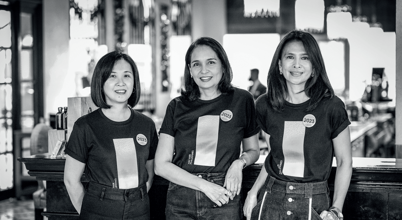 Dindin Araneta, Lisa Ongpin-Periquet, and Trickie Lopa, founders of Art Fair Philippines