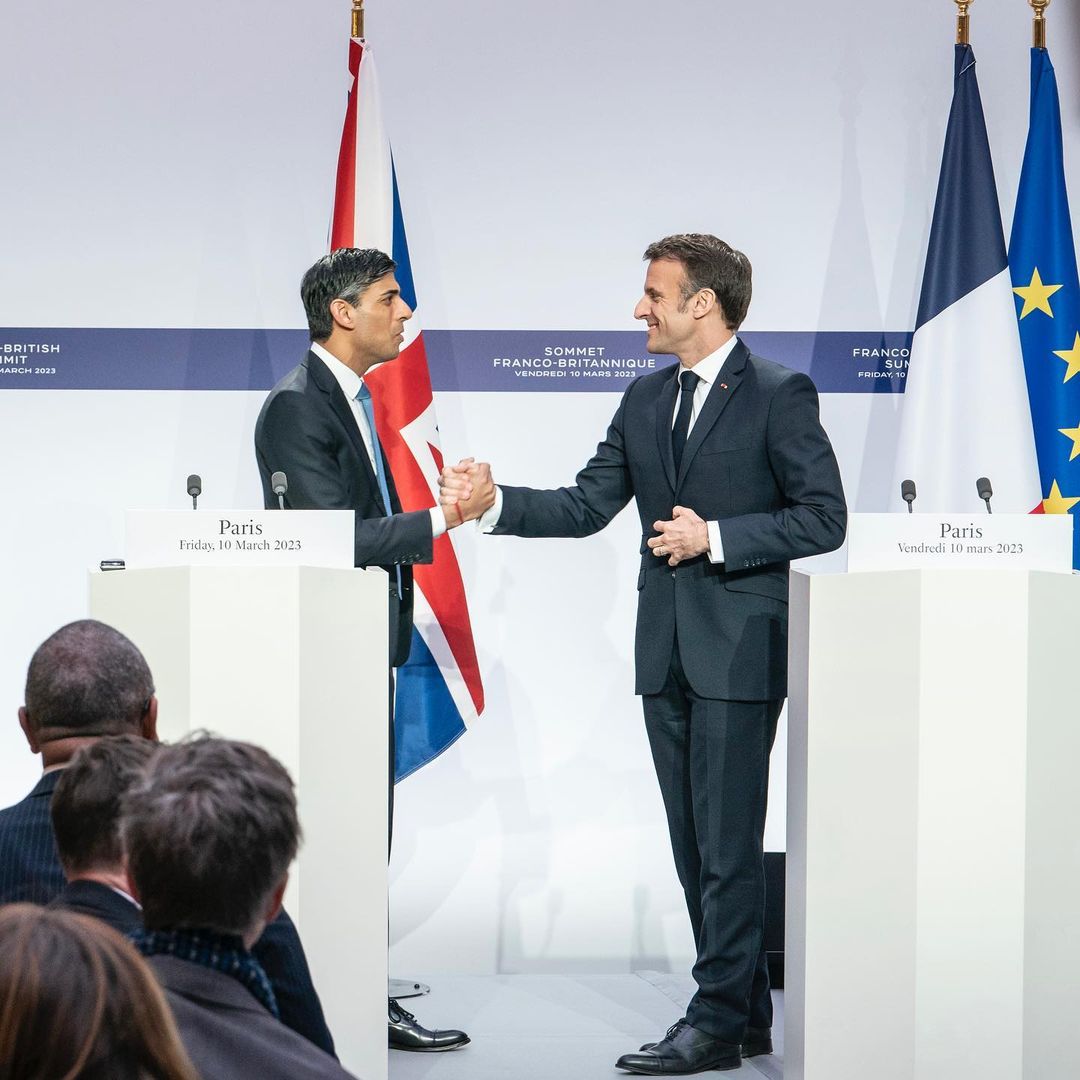 President Macron with the UK's prime minister, Rishi Sunak