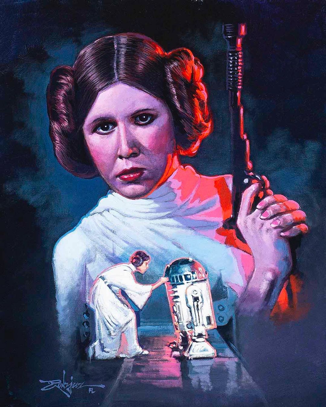 Another piece by Gonzalez featuring Princess Leia and R2-D2 from Star Wars
