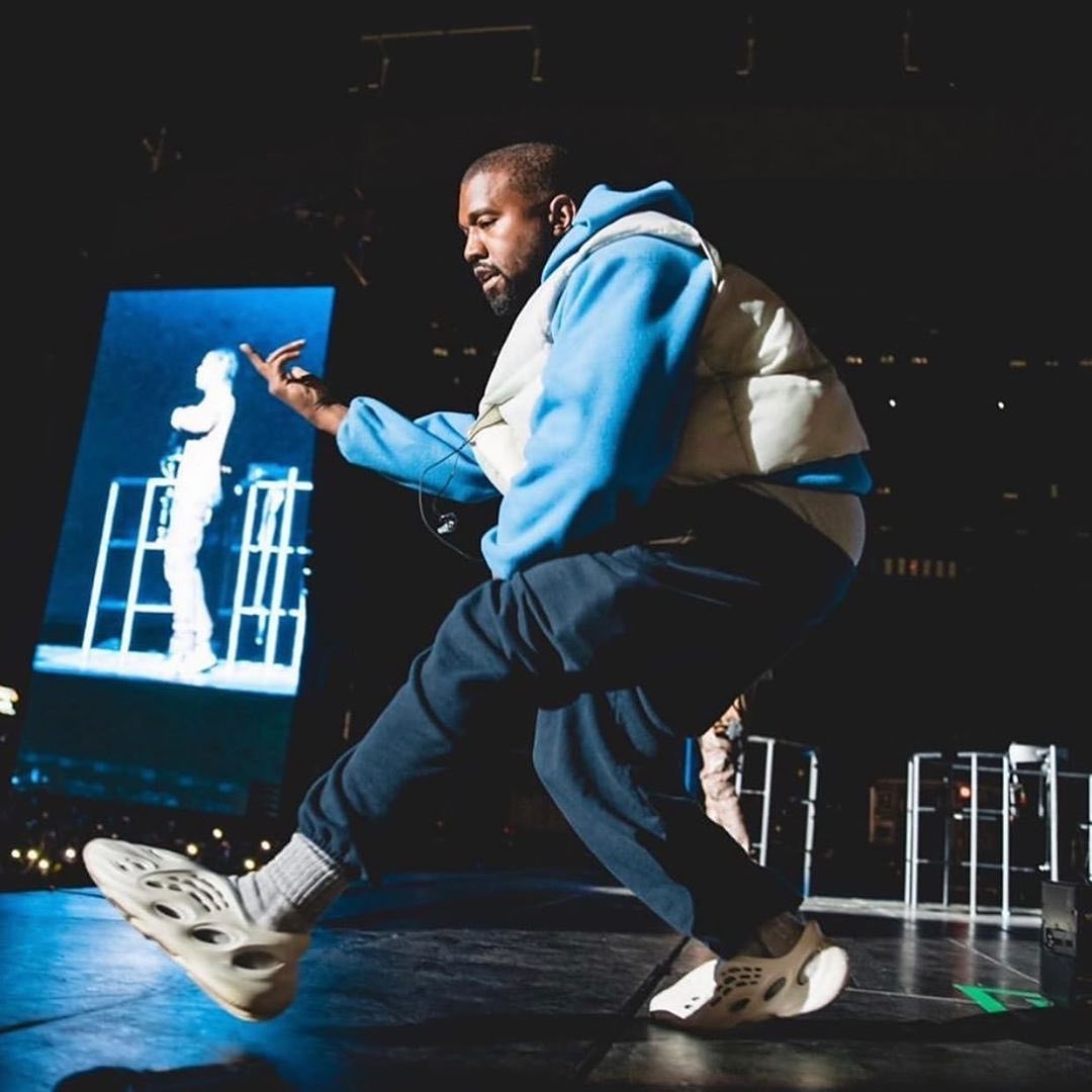 Kanye West wearing the Yeezy Foam RNNR