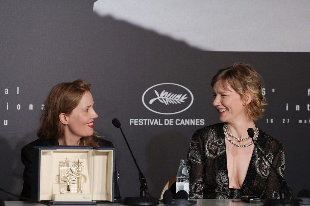 Justine Triet and Sandra Hüller at the Cannes press conference