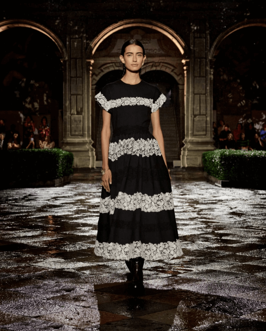 Black dress with white trims from the Christian Dior Cruise 2024 Collection