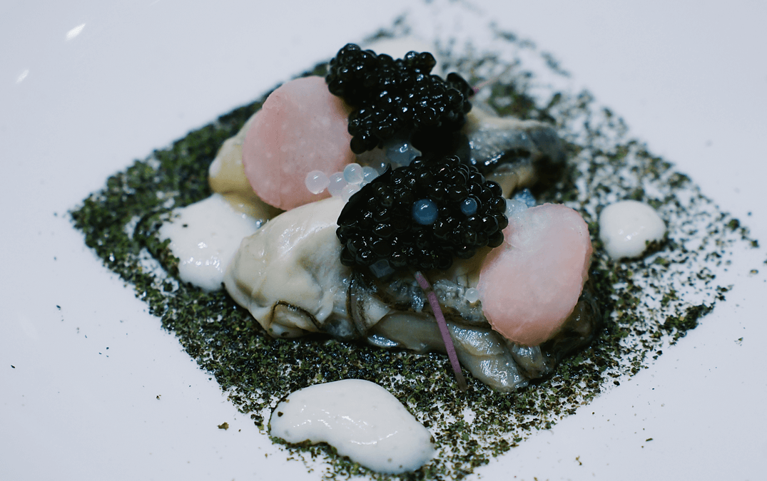 Chef Enrico Bartolini's Anchovies, Oyster from Delta Del Po, and Sturia Caviar