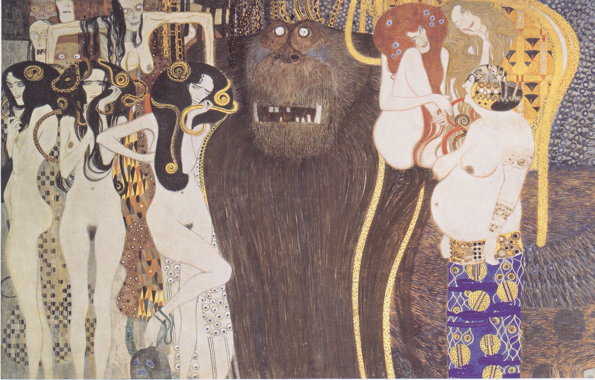 Klimt's "Beethoven Frieze" (1902; gold, graphite, casein paint)