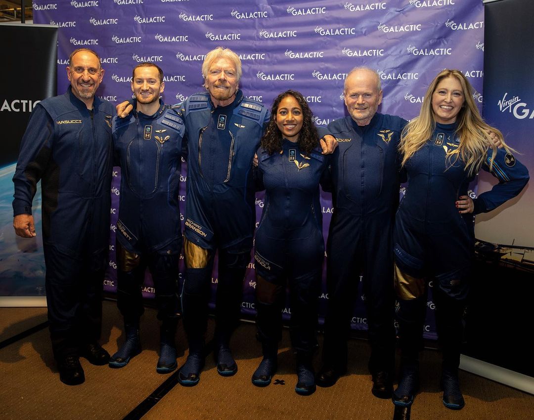 Richard Branson and his team of Unity 22 mission specialists Virgin Galactic