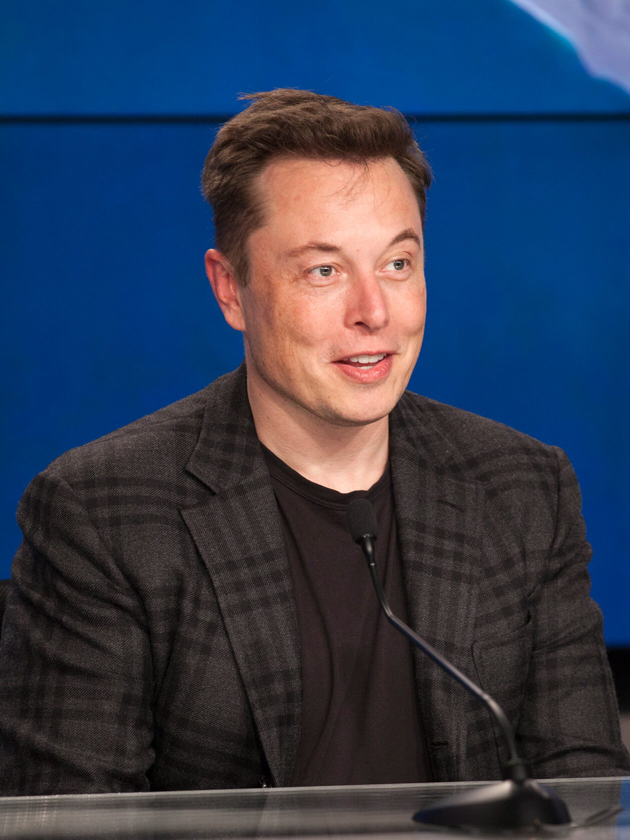 Musk during a SpaceX press conference