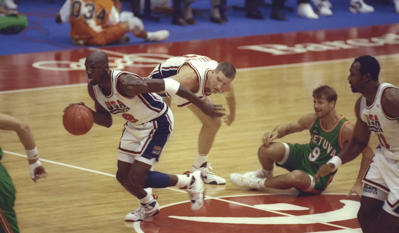 Jordan and the Dream Team playing during Barcelona's 1992 Olympics