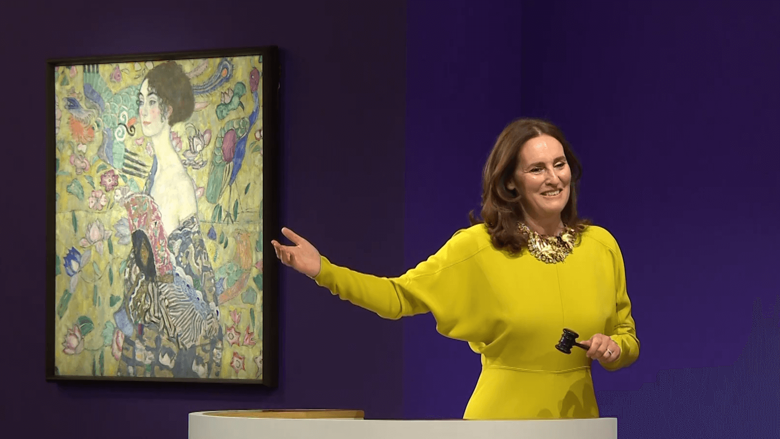 Helena Newman, the chairman of Sotheby's Europe and Worldwide, during the auction
