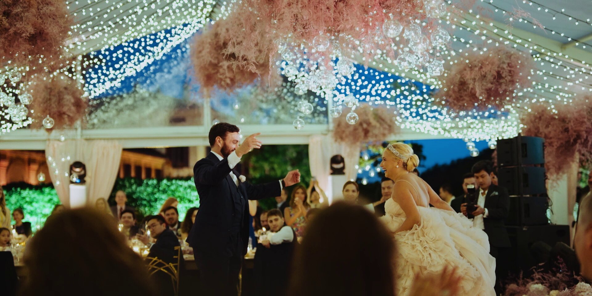 A still of Camila Lhuillier (R) and Andrea Albani (L) from Magbanua's film of their wedding in Italy