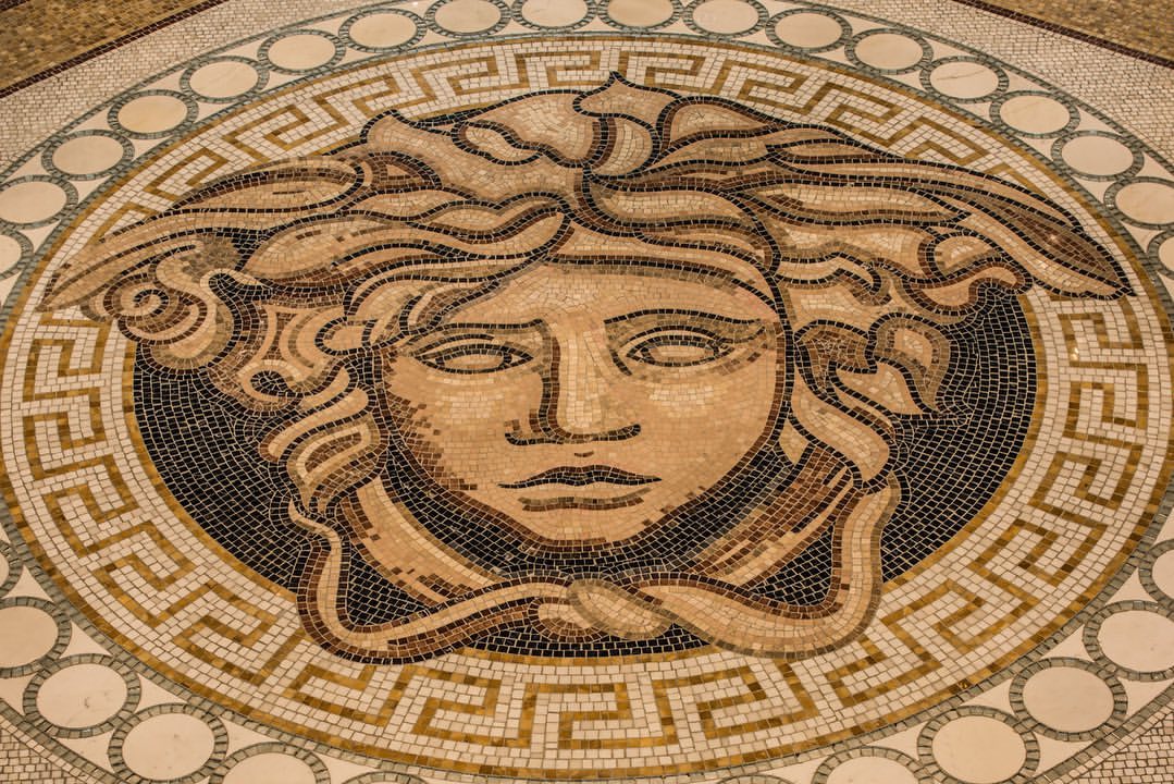 Mosaic flooring of Versace's ‘Pietra di Fiume’ Medusa head