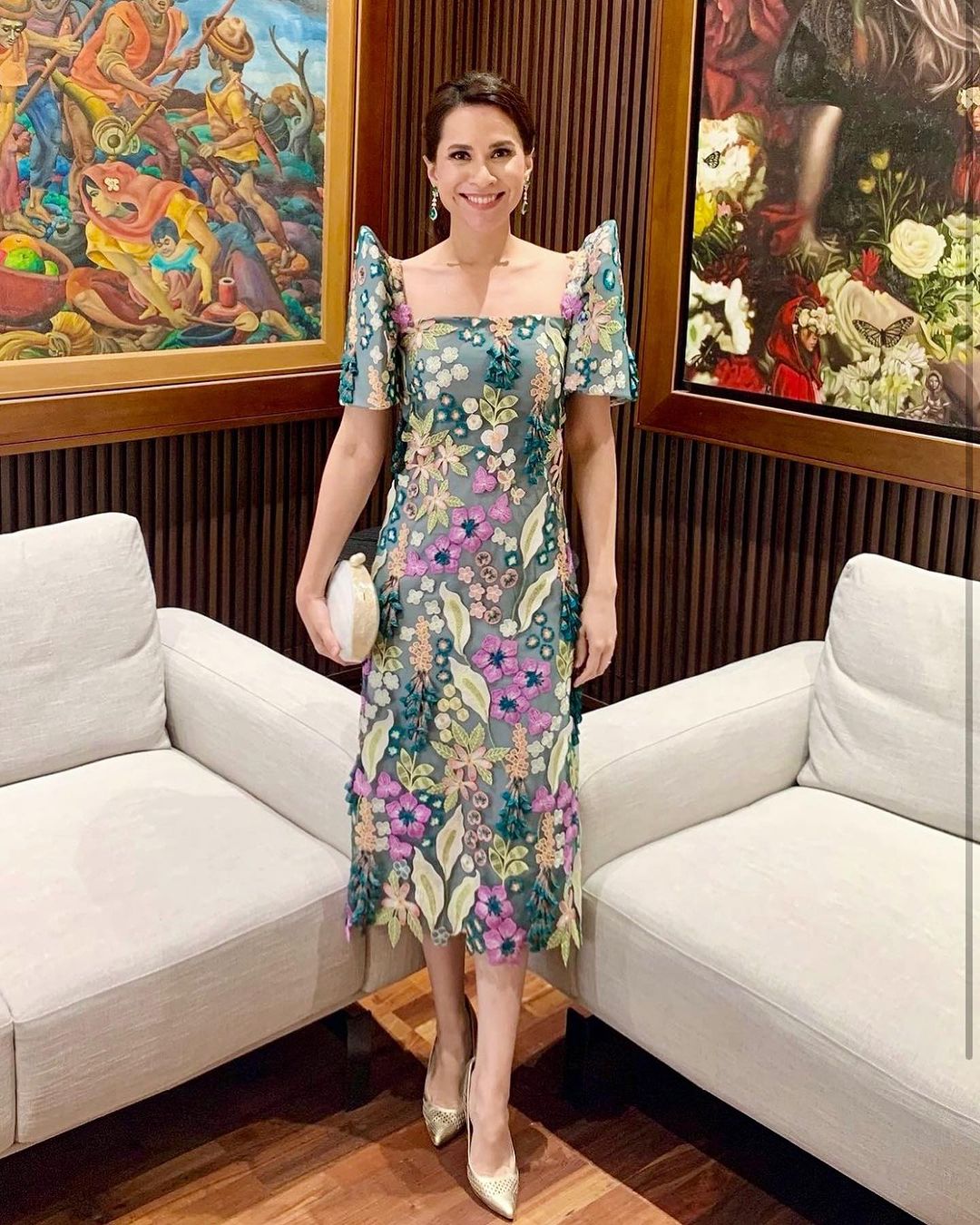 Audrey Tan-Zubiri's embroidered gown by Rajo Laurel