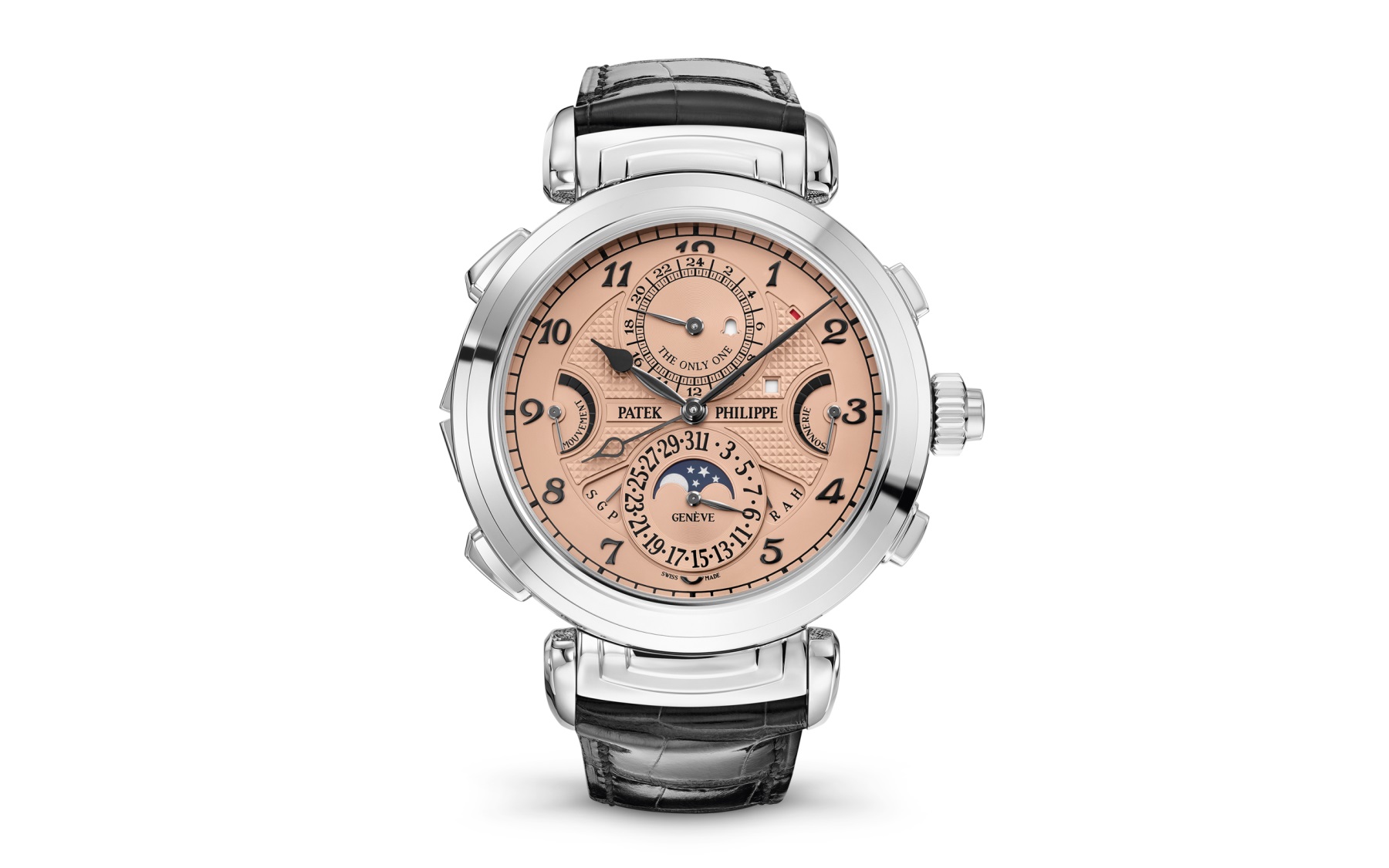 The salmon-colored dial of the Patek Philippe Grandmaster Chime Ref. 6300A-010