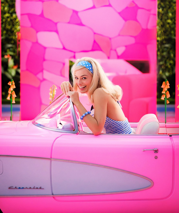 An image from the candy-colored "Barbie" movie
