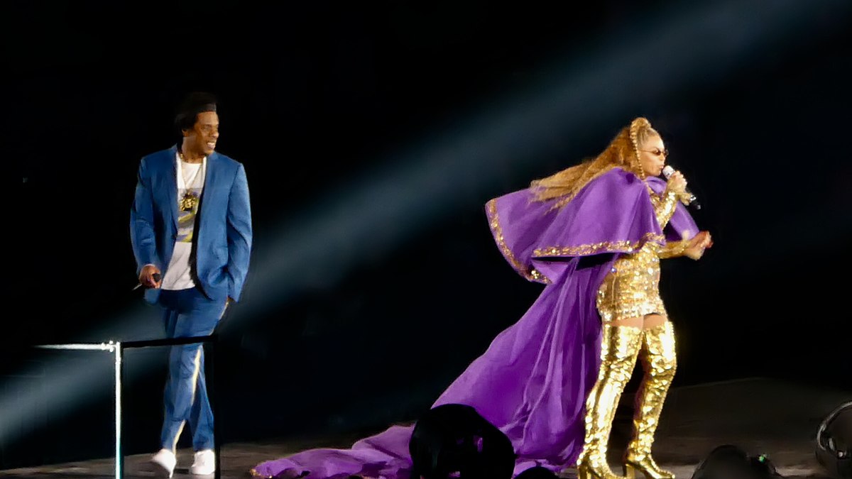 Jay-Z and Beyoncé performing in their joint "On the Run II" tour