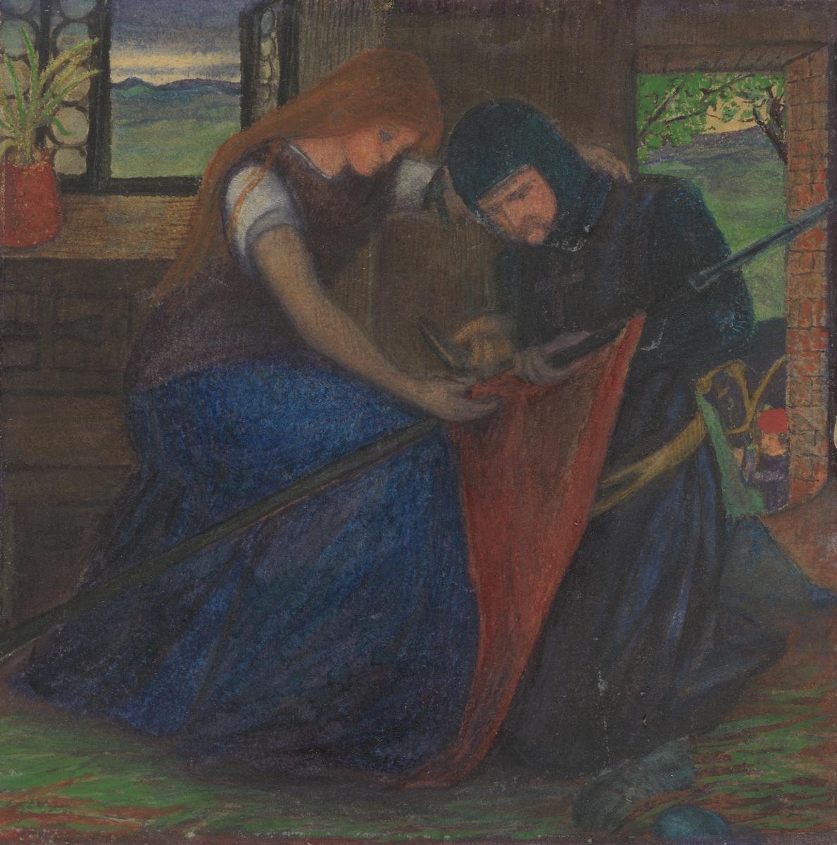 Siddal's "Lady Affixing Pennant to a Knight's Spear"