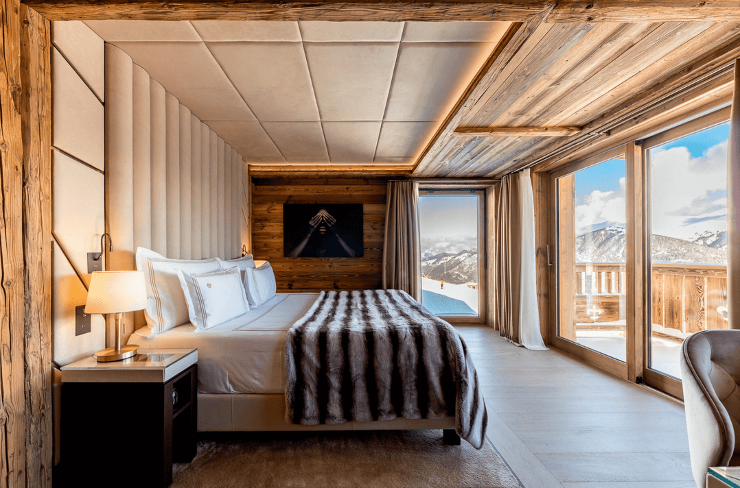 Bedroom overlooking the French Alps