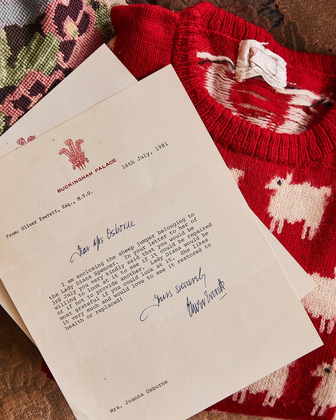 Original correspondences between Buckingham Palace and Warm & Wonderful are included with the auction lot