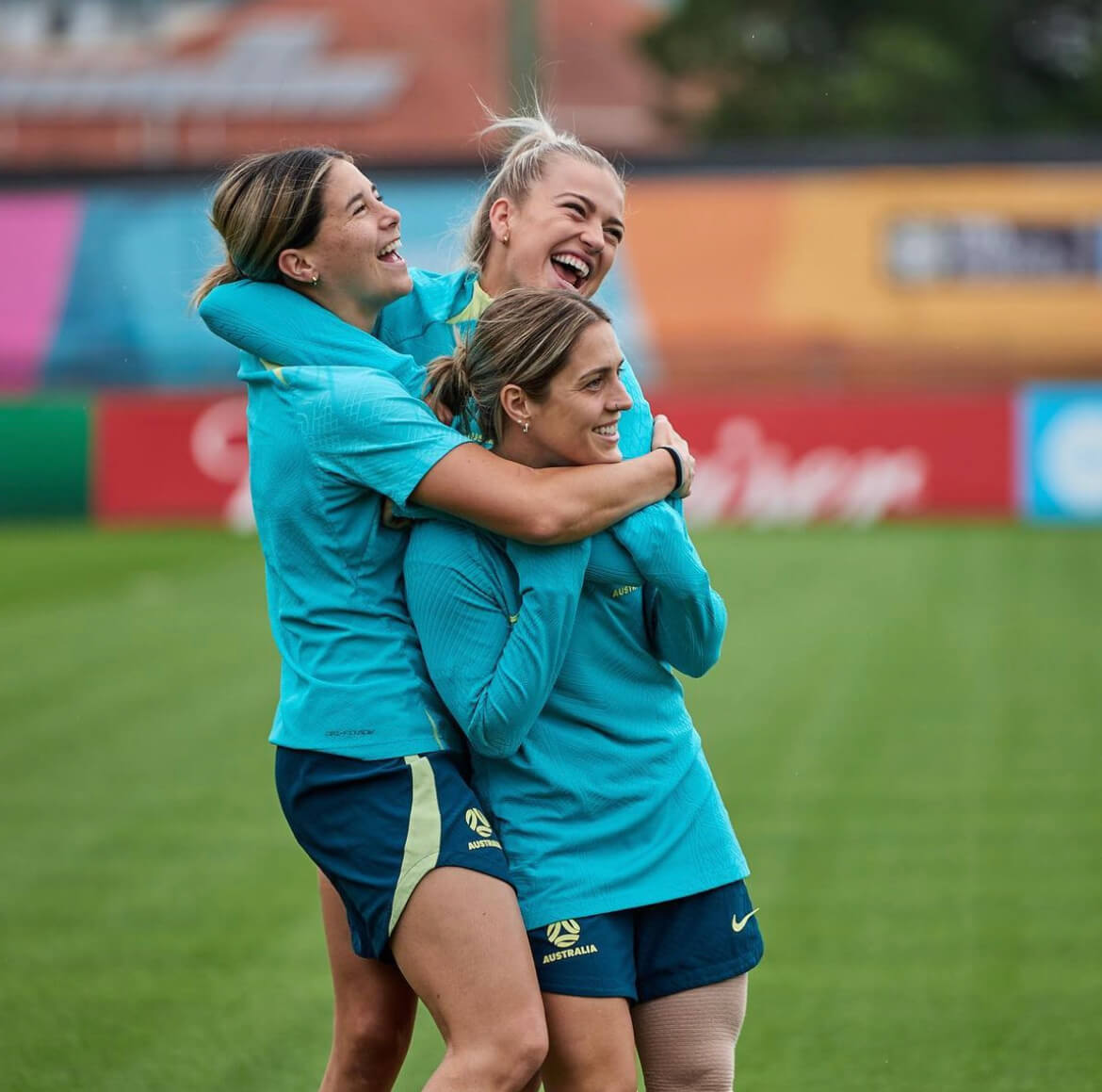 Matildas hugging each other during the FIFA Women's world cup.